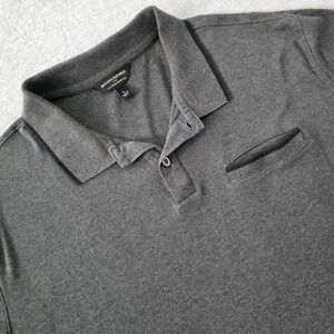 Banana Republic Luxe Touch Performance Polo Shirt Men Large Charcoal Gray Cotton